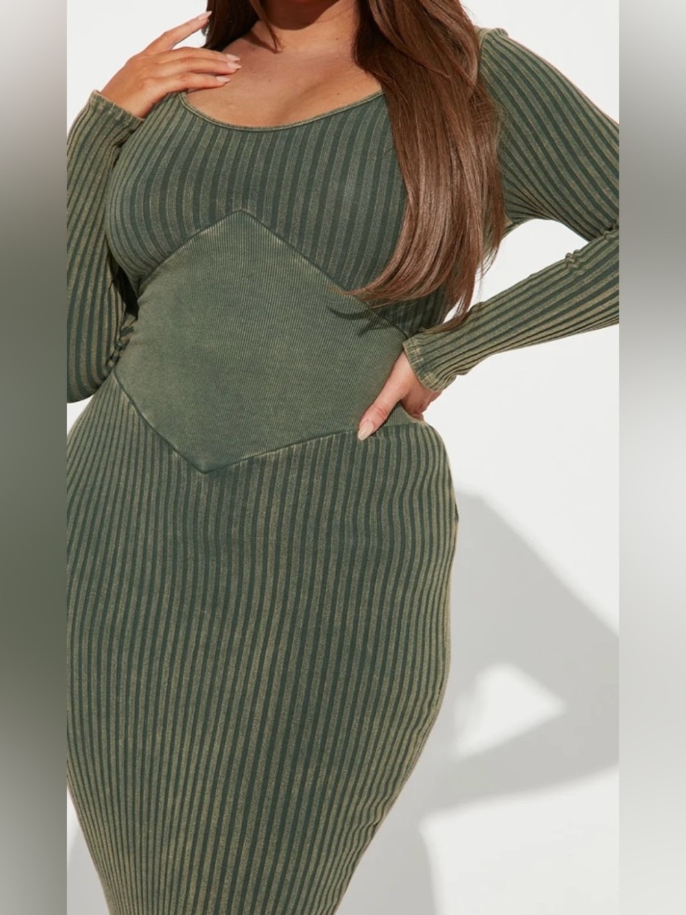 Fashion Nova Olive Ally Mineral Wash Maxi Dress - Picture 2 of 5